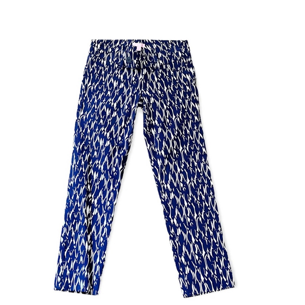 Lilly Pulitzer Capri Pants New School Print Bright Navy Nautical NWT Size 2 - Picture 10 of 10